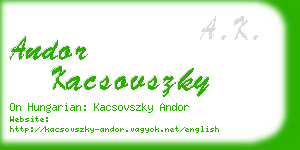 andor kacsovszky business card